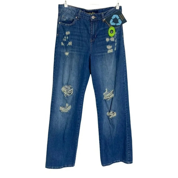 Indigo Rein Skater High Rise 9/28 flare leg distressed jeans NWT - Picture 1 of 5